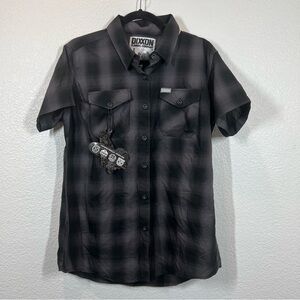 Dixxon Black Gray Plaid Short-Sleeve Shirt NEW Size Large